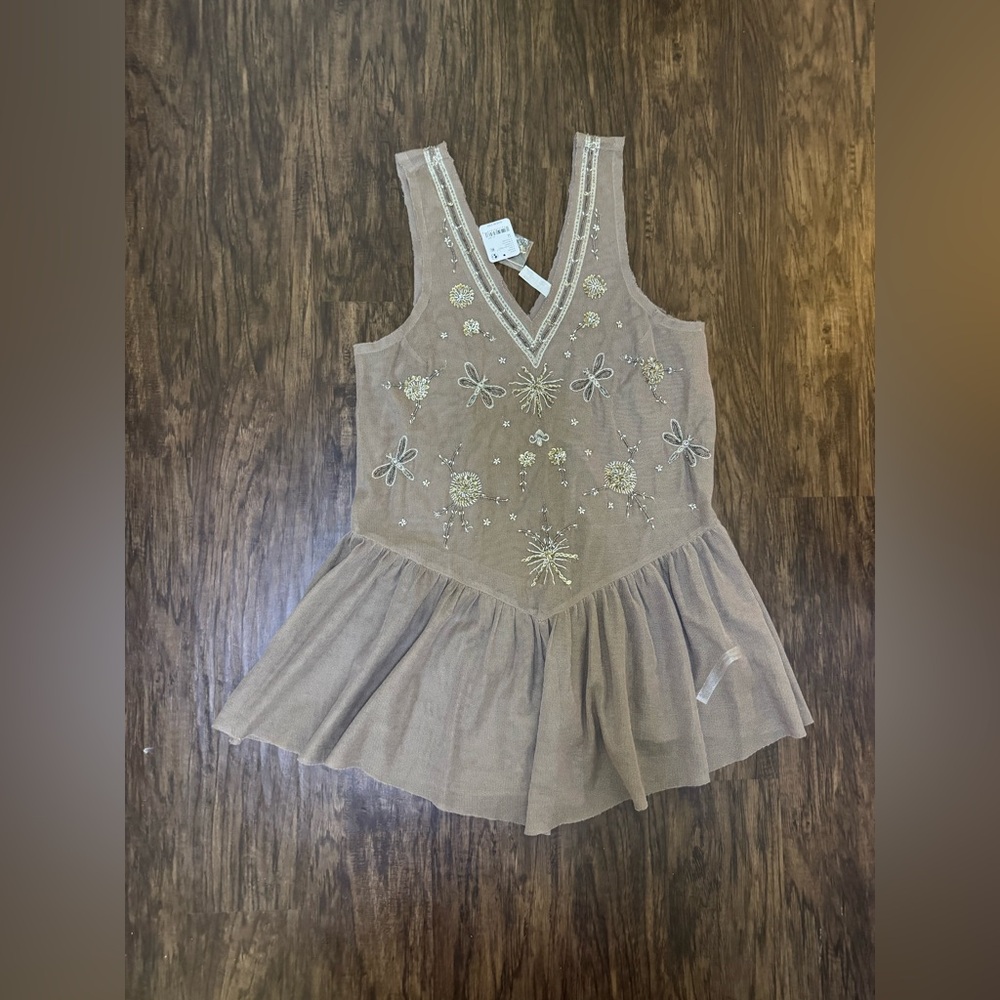 Free People Brown nightcap Embellished slip